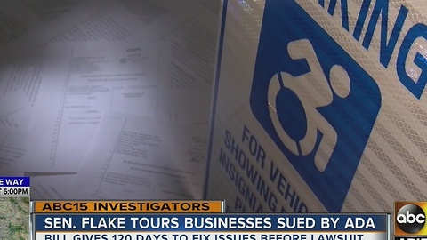 Senator Flake tours businesses sued by ADA