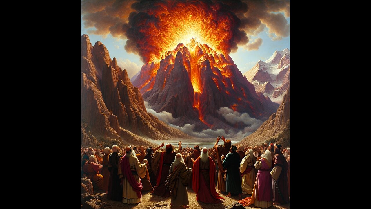 Exodus 24 Moses climbs Mount Sinai towards God, who is a devouring fire