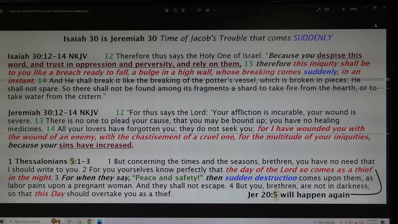 Isaiah 30 is Jeremiah 30 Time of Jacob's Trouble that comes suddenly