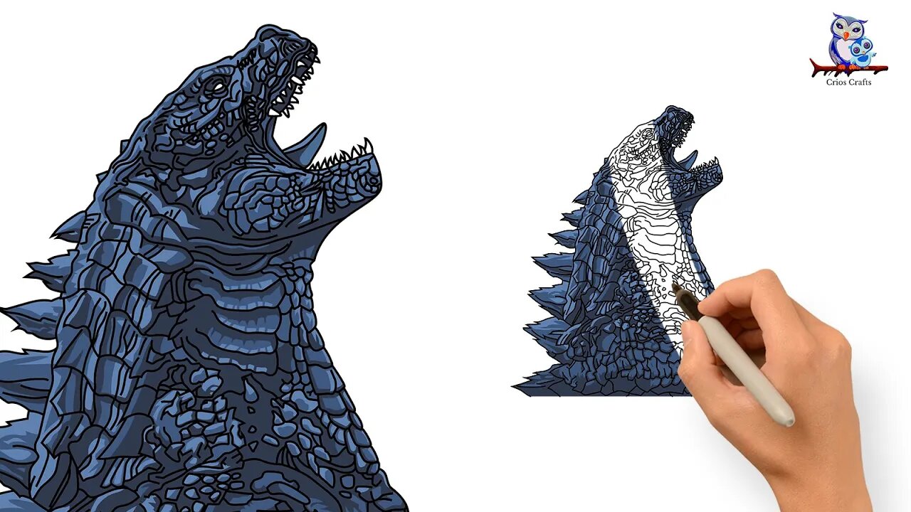 How To Draw Godzilla Tutorial - DIY Easy Sketches