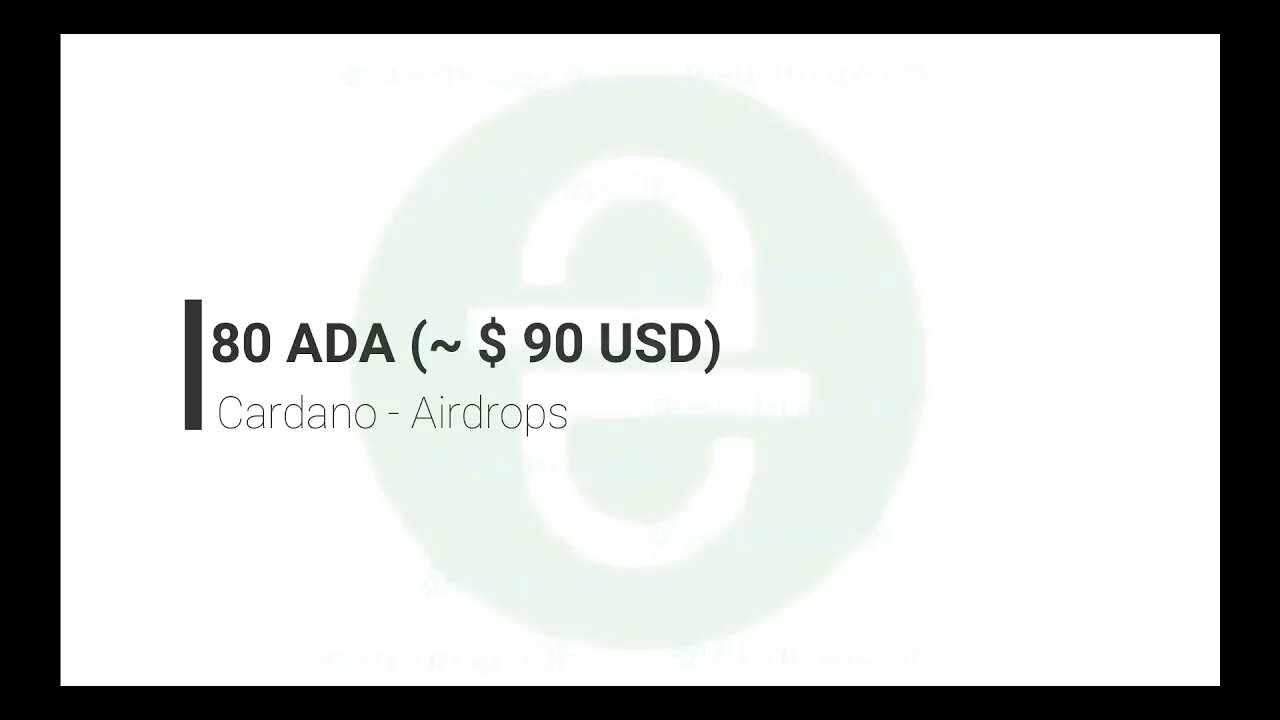 Finalizado - Airdrop - Cardano - 80 ADA (~ $ 90 USD) - hoje (10 de março de 2021)