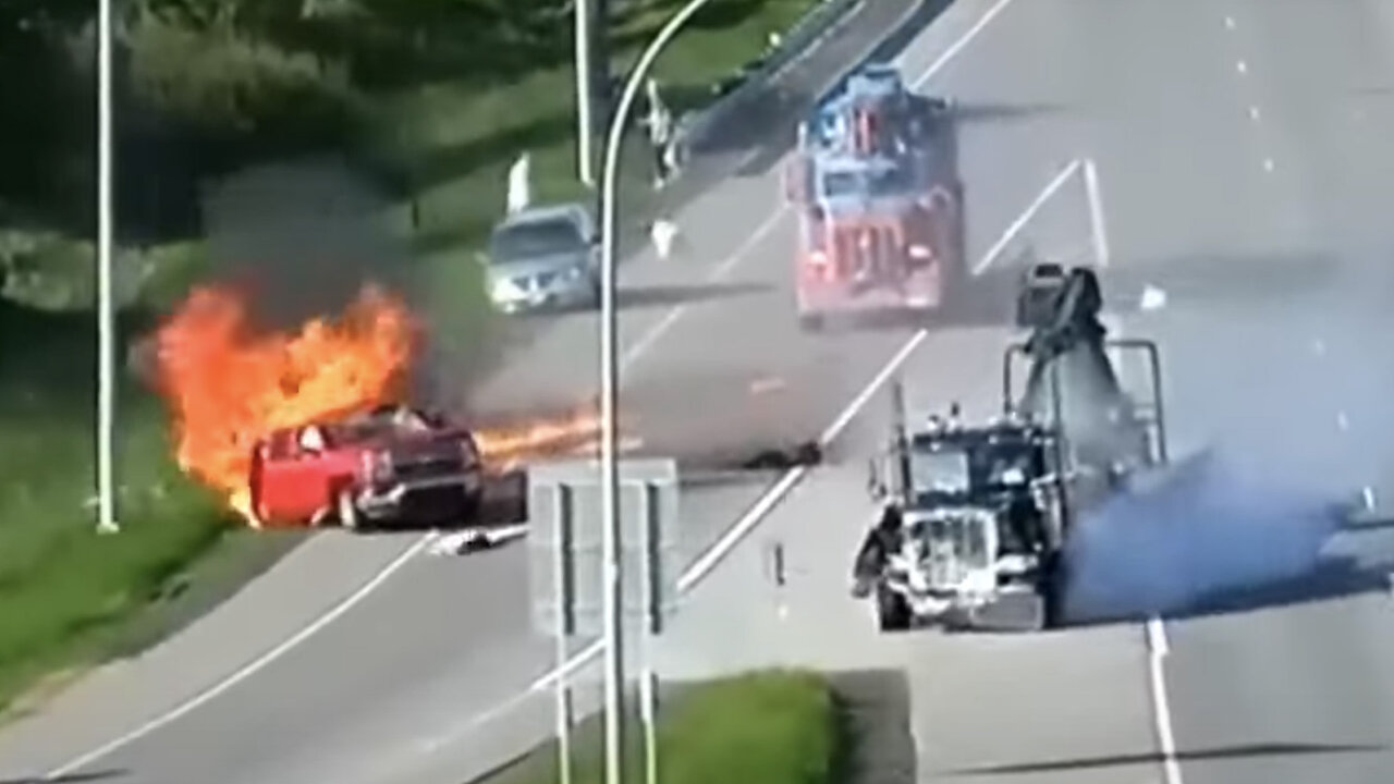 Security Footage Captures Fireball Swallowing Cars