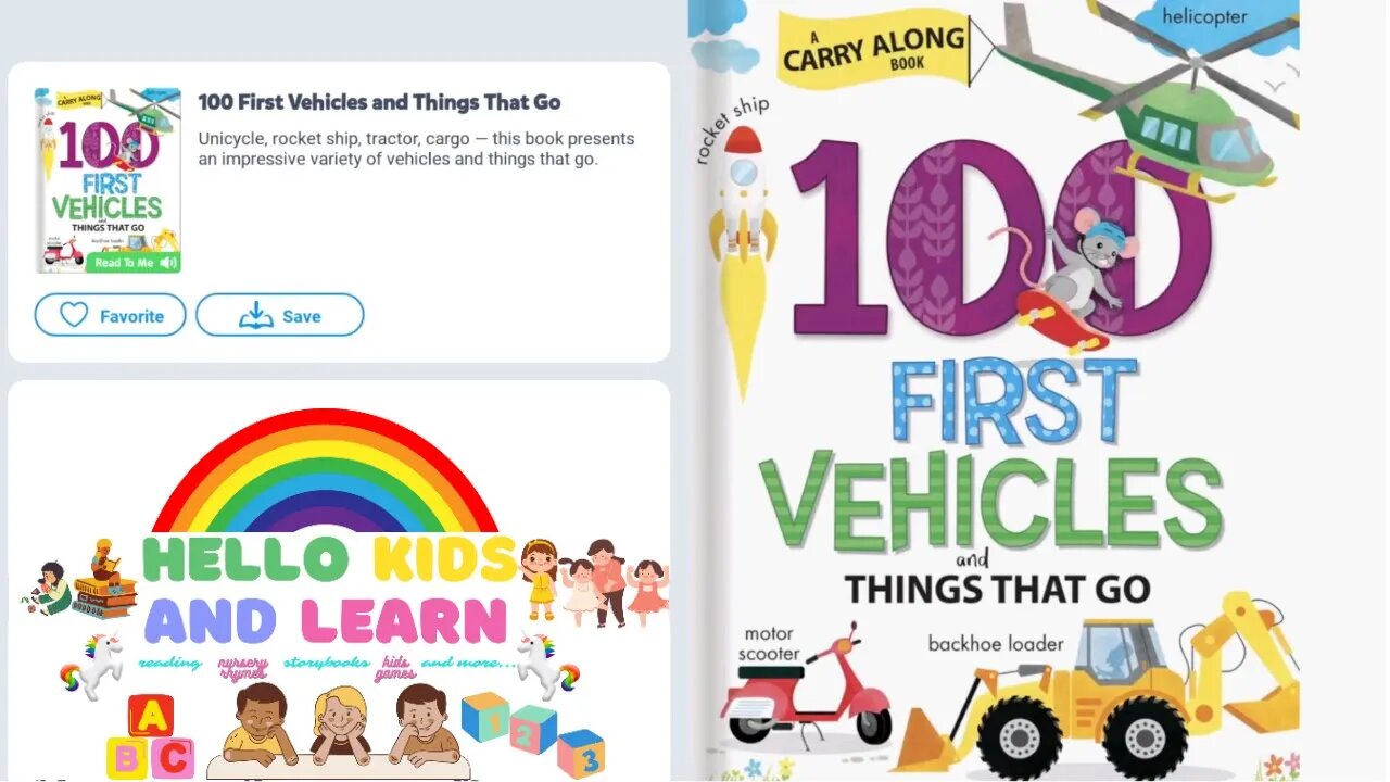 100 First Vehicles and Things that Go | Reading to kids aloud