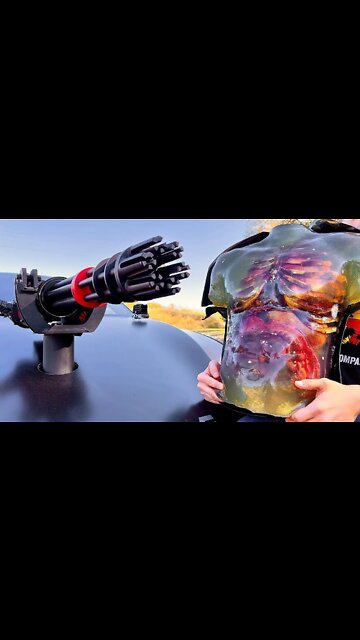 Minigun vs Human Torso - Tesla Model S #Shorts
