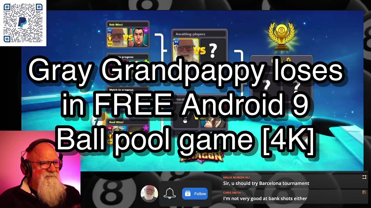 Gray Grandpappy loses in FREE Android 9 Ball pool game [4K] 🎱🎱🎱 8 Ball Pool 🎱🎱🎱