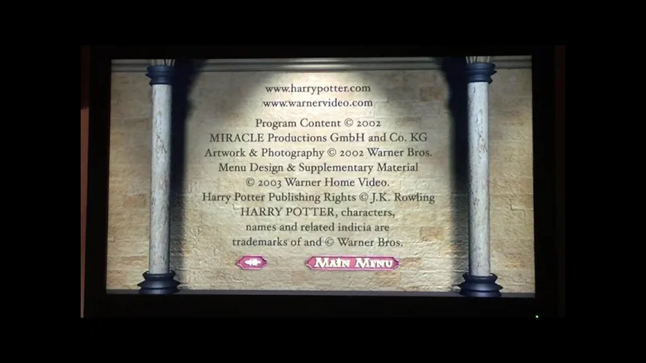 Harry Potter And the Chamber Of Secrets Disc 2 Additional Scenes Menu 4