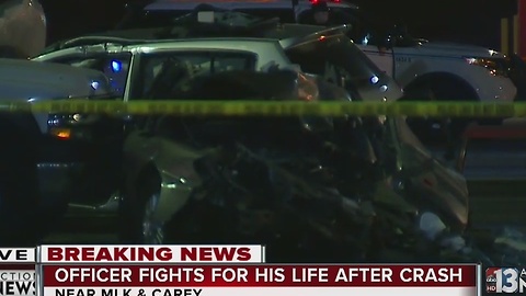 NLVPD officer critically injured in crash near MLK, Carey