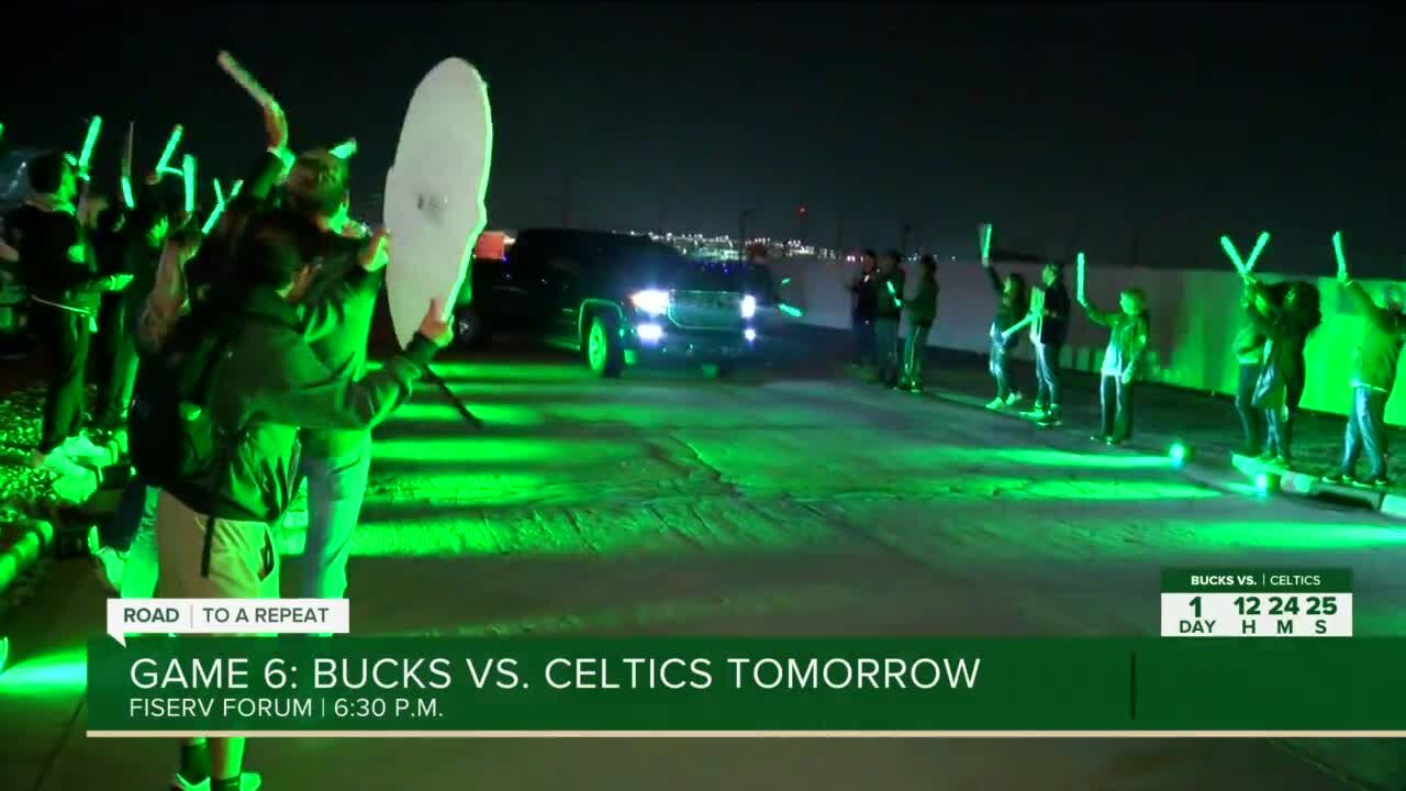 Bucks fans gather at Mitchell International Airport to welcome players home