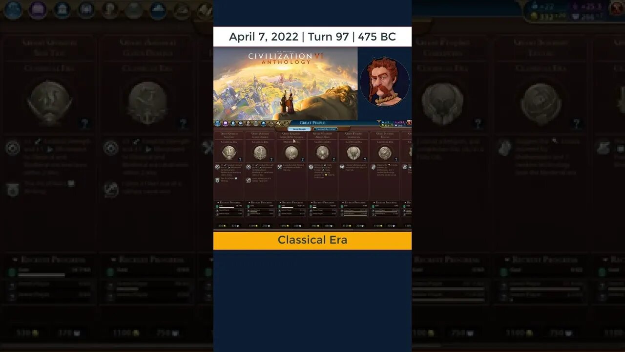 #oneturnadaychallenge #civ6 – Turn 97 - GREAT PEOPLE? #shorts