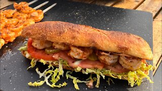 Grilled shrimp po boy