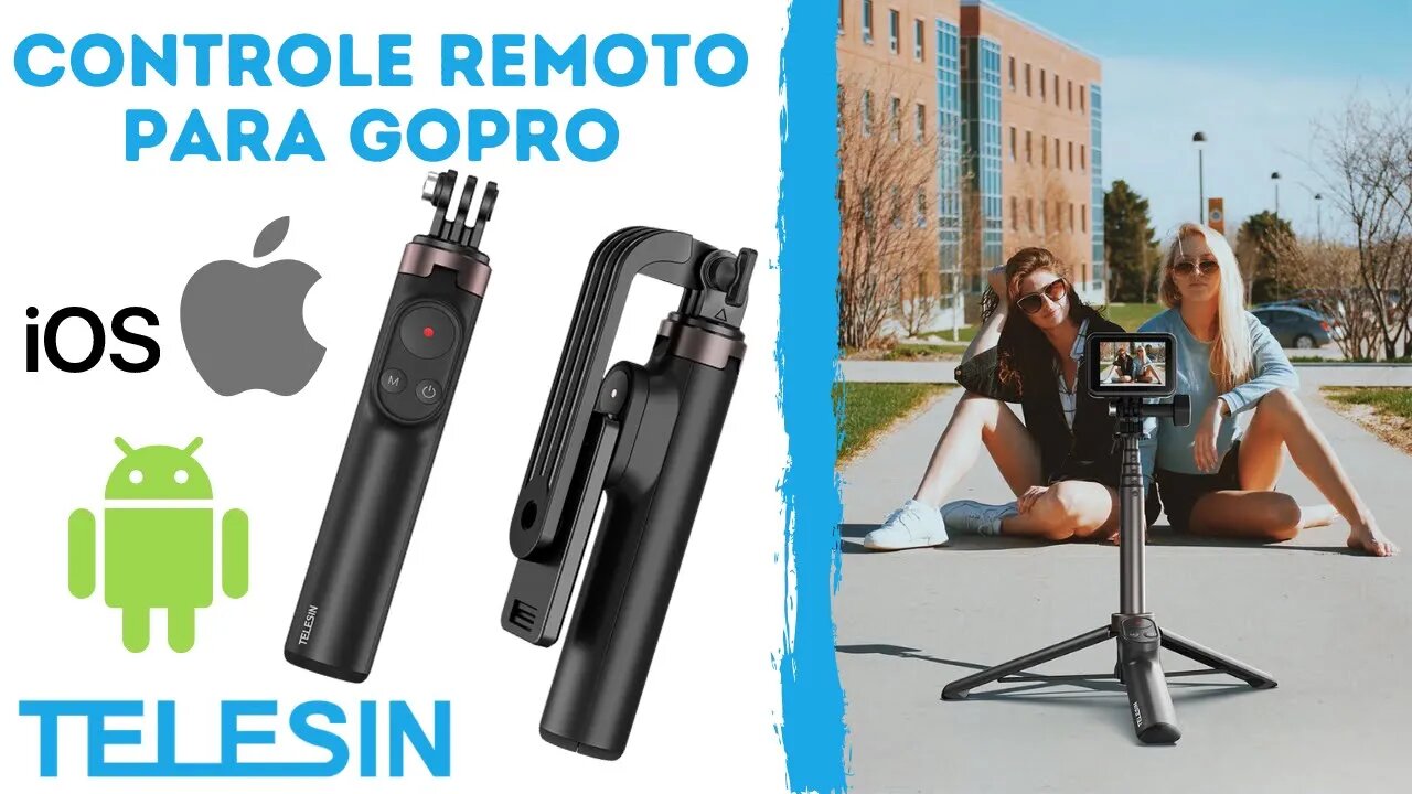 Bastão de Selfie Bluetooth Telesin, compatível com Gopro e smartphones Android e IOS #telesin