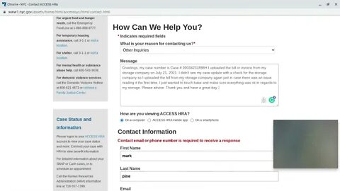 Email to HRA about my storage. Jul 28, 2021.