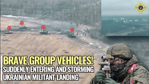 Armored vehicles group of Brave Group entering and storming into Ukrainian positions on Kremennaya