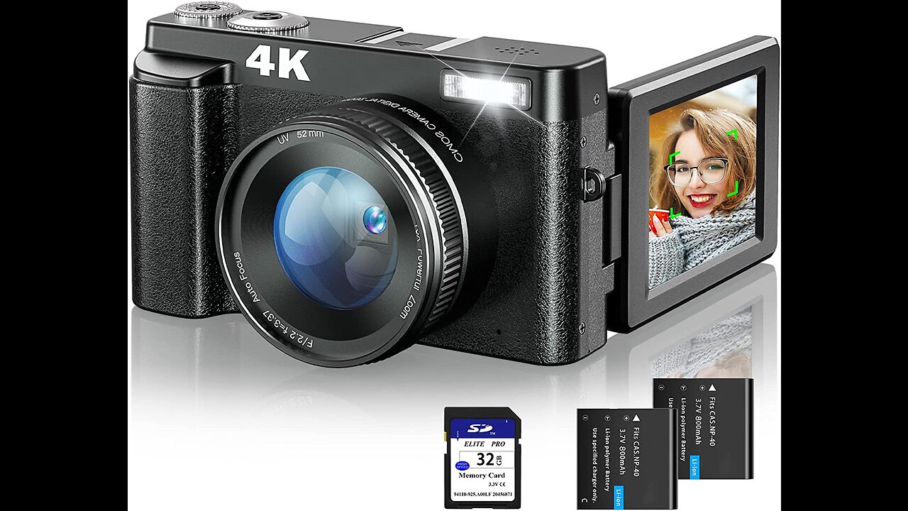 4K Digital Camera Autofocus UV Lens and Card 32G 48 MP Vlogging Camera, Link in discription