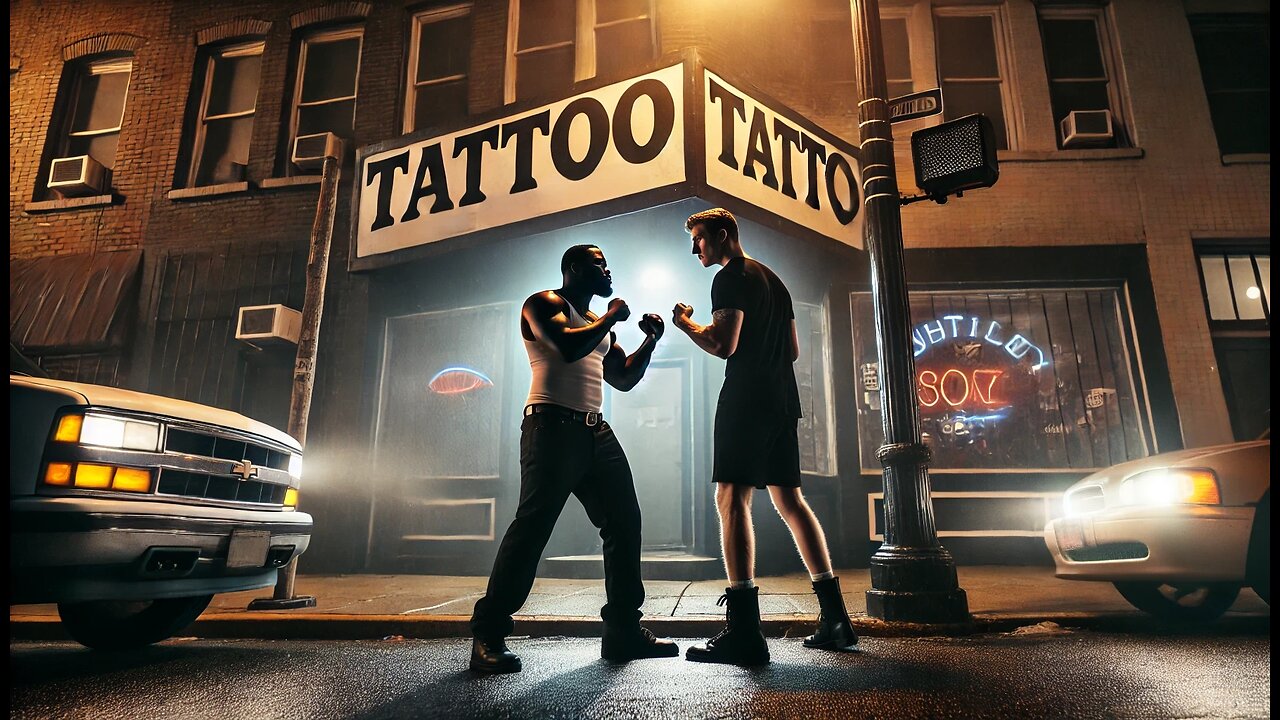 Showdown at Tattoo Bar: Streetlight Brawl Turns Intense! 🌙👊