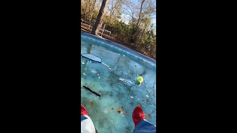 Walking on frozen pool fail