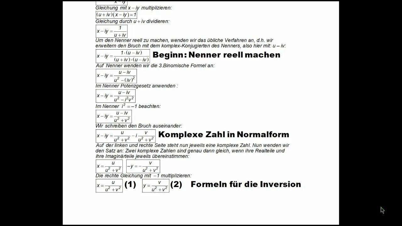 Funktionentheorie ►Inversion am Einheitskreis ►Bild einer Ursprungsgeraden ►Beweis
