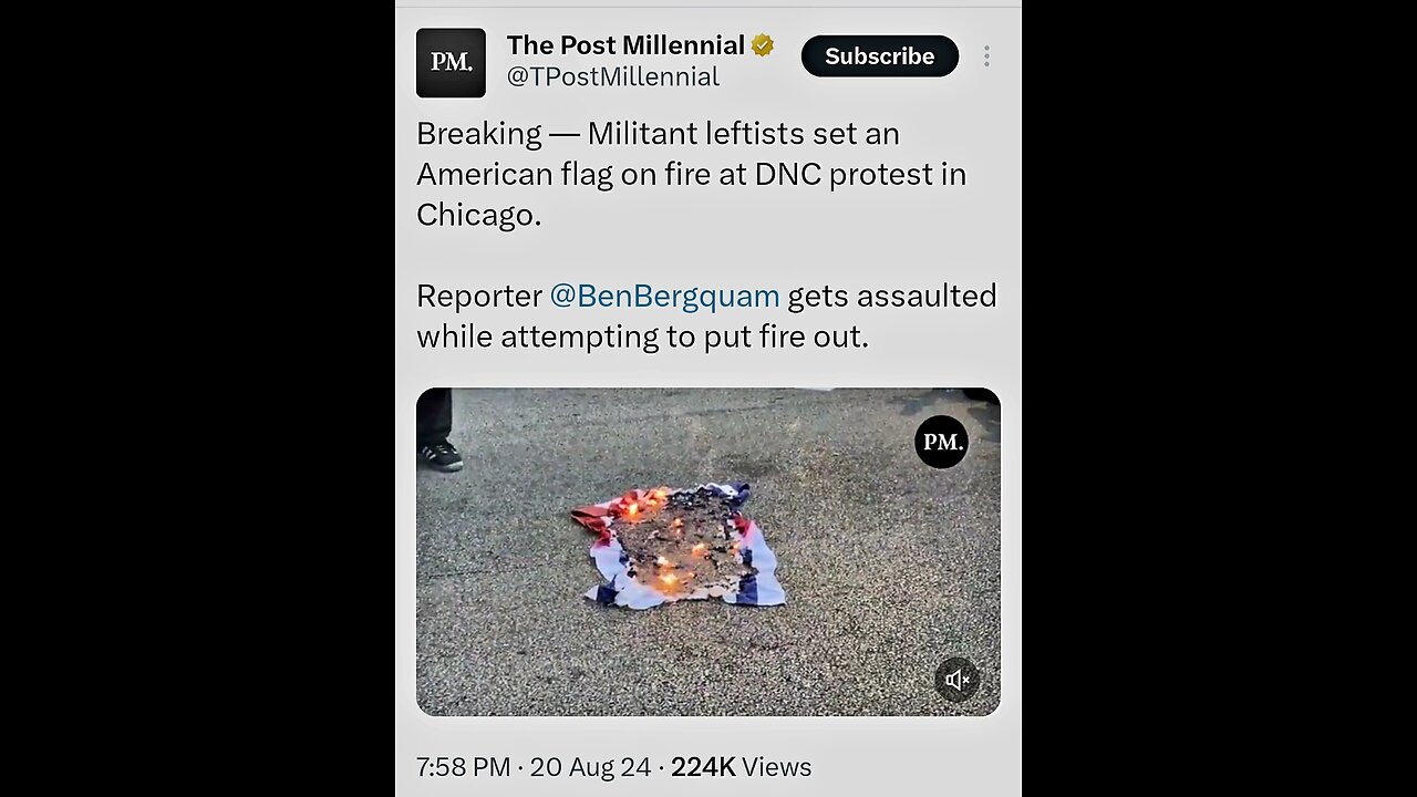 Reporter attempts to put out an American Flag On Fire At DNC Convention