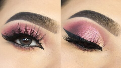 Soft Pink Cut Crease eye makeup tutorial.