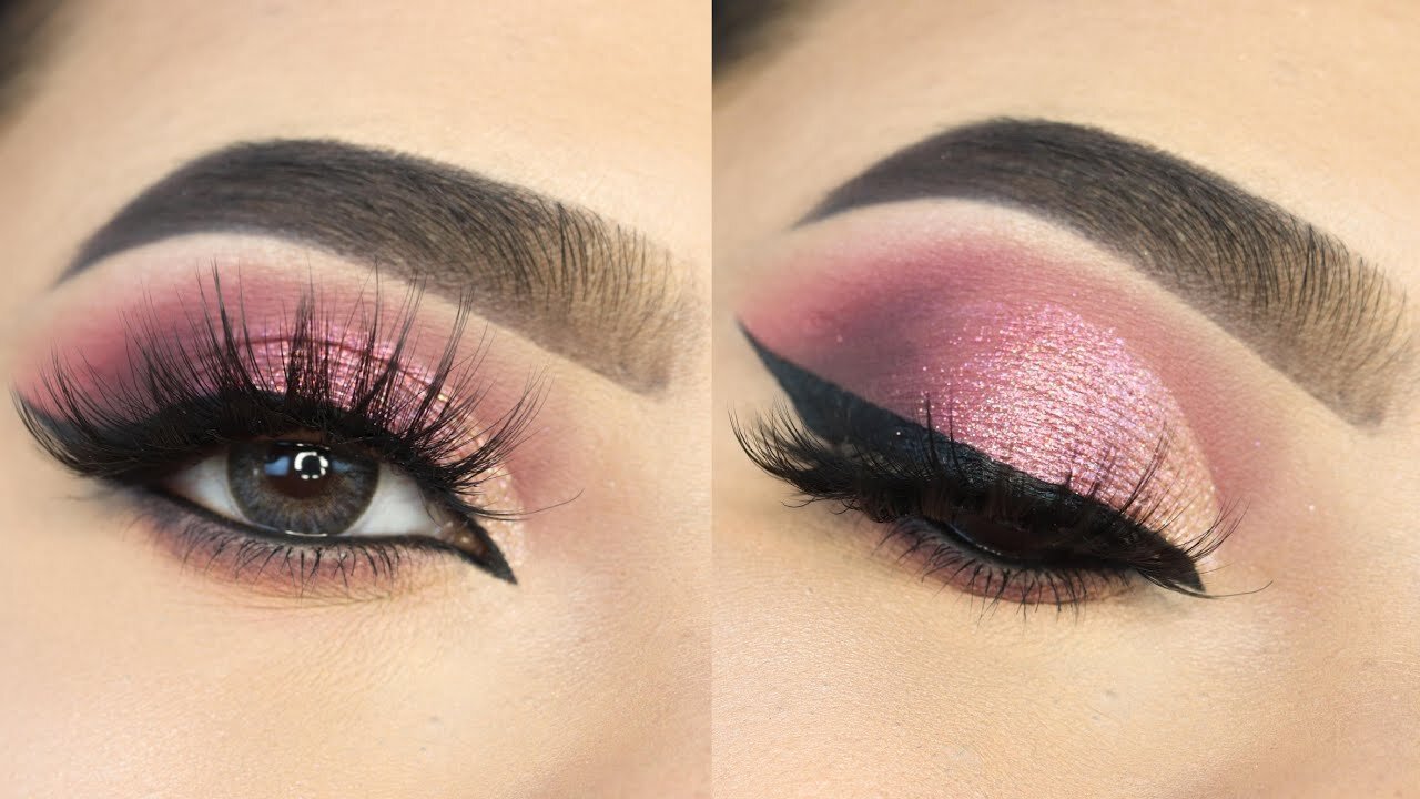 Soft Pink Cut Crease eye makeup tutorial.
