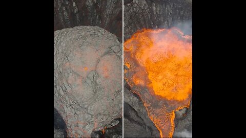 Drone footage of a volcanic eruption from above by Bjorn Steinbekk.