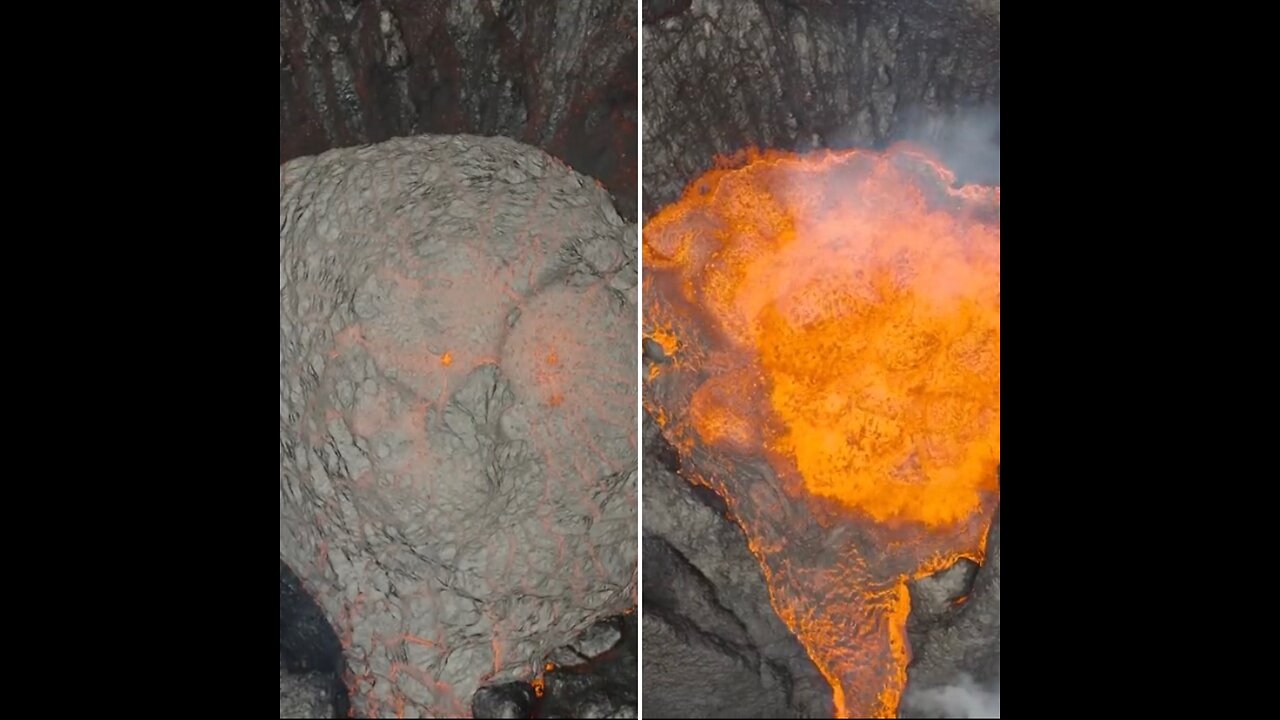 Drone footage of a volcanic eruption from above by Bjorn Steinbekk.