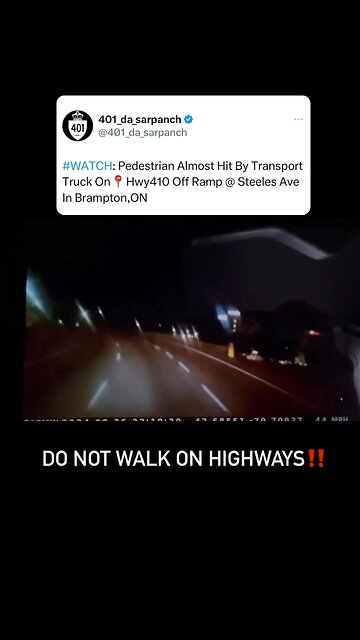Pedestrian Almost Hit By Transport Truck In Brampton
