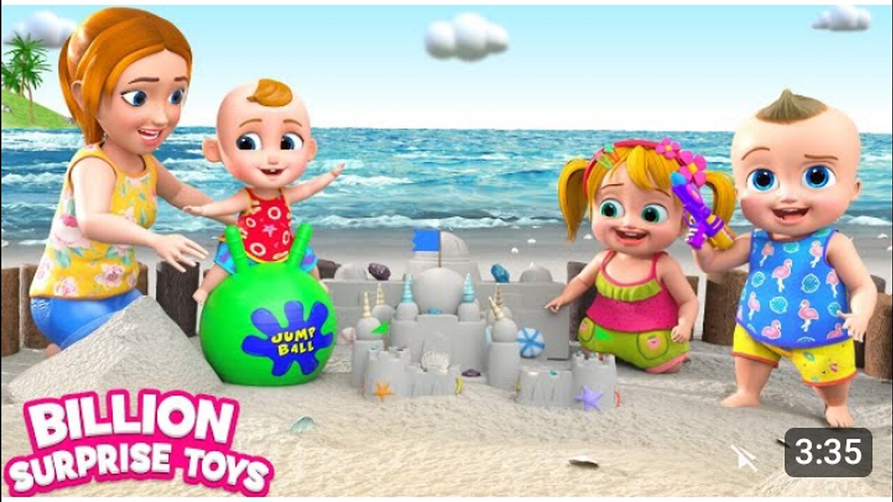 Kids Beach Day Games and Fun with the Family! Family Playtime Cartoon Music for Kids