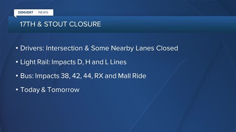 Downtown Denver intersection closure will impact drivers, buses & trains