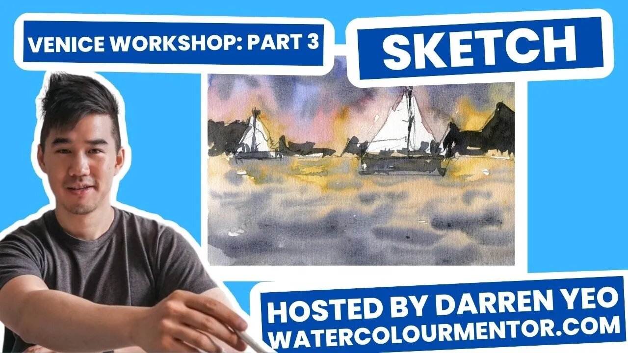 Watercolour Scene: Boats and Water (Apply wet-in-wet and wet-in-dry techniques)