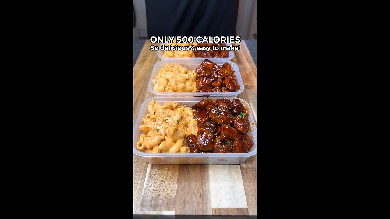 High Protein Honey BBQ Chicken Mac & Cheese Meal Prep! ONLY 500 CALORIES