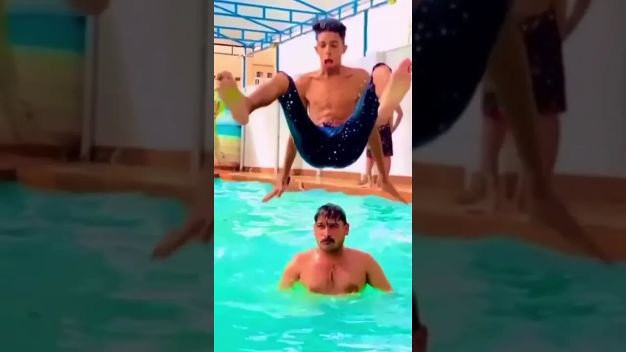 Ouch!😂#shorts #crazyvideo #injury #ouch #pool #flipfails