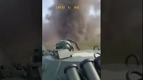 The Ukrainian military in a car under fire One of the shells hit quite close to them
