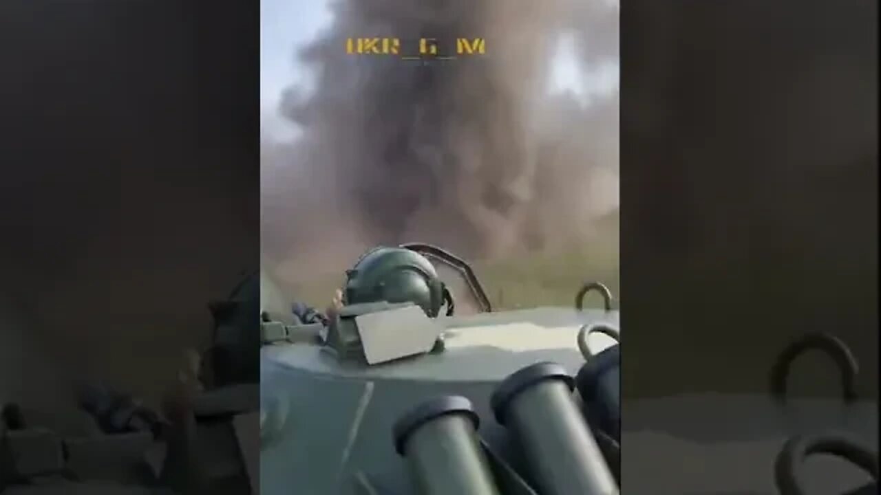 The Ukrainian military in a car under fire One of the shells hit quite close to them
