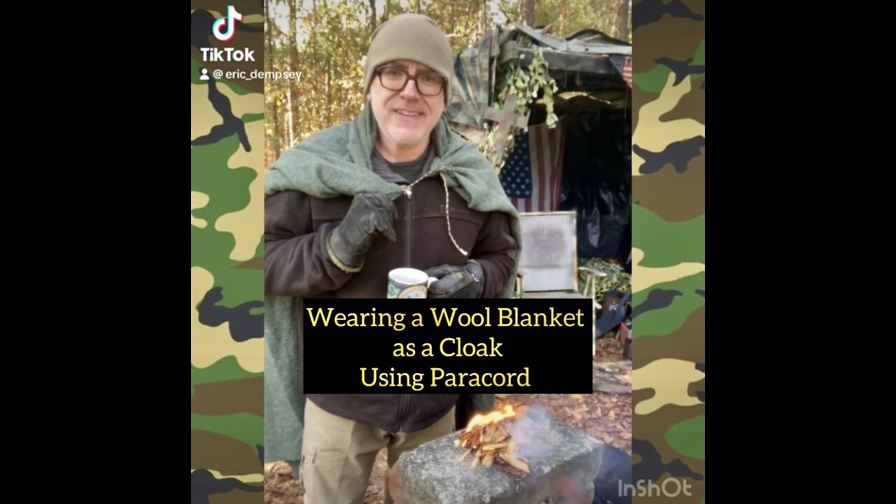 Wearing a Wool Blanket as a Cloak using Paracord