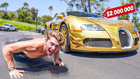 Do 1 Pushup, Drive 1 Second In Worlds Most Expensive Car (GOLD BUGATTI)