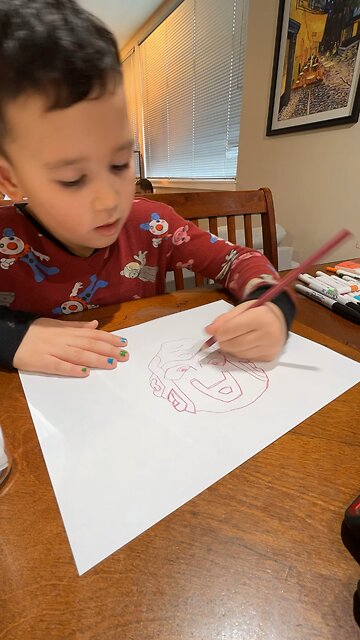 Time lapse of my 6yr old drawing Captain America