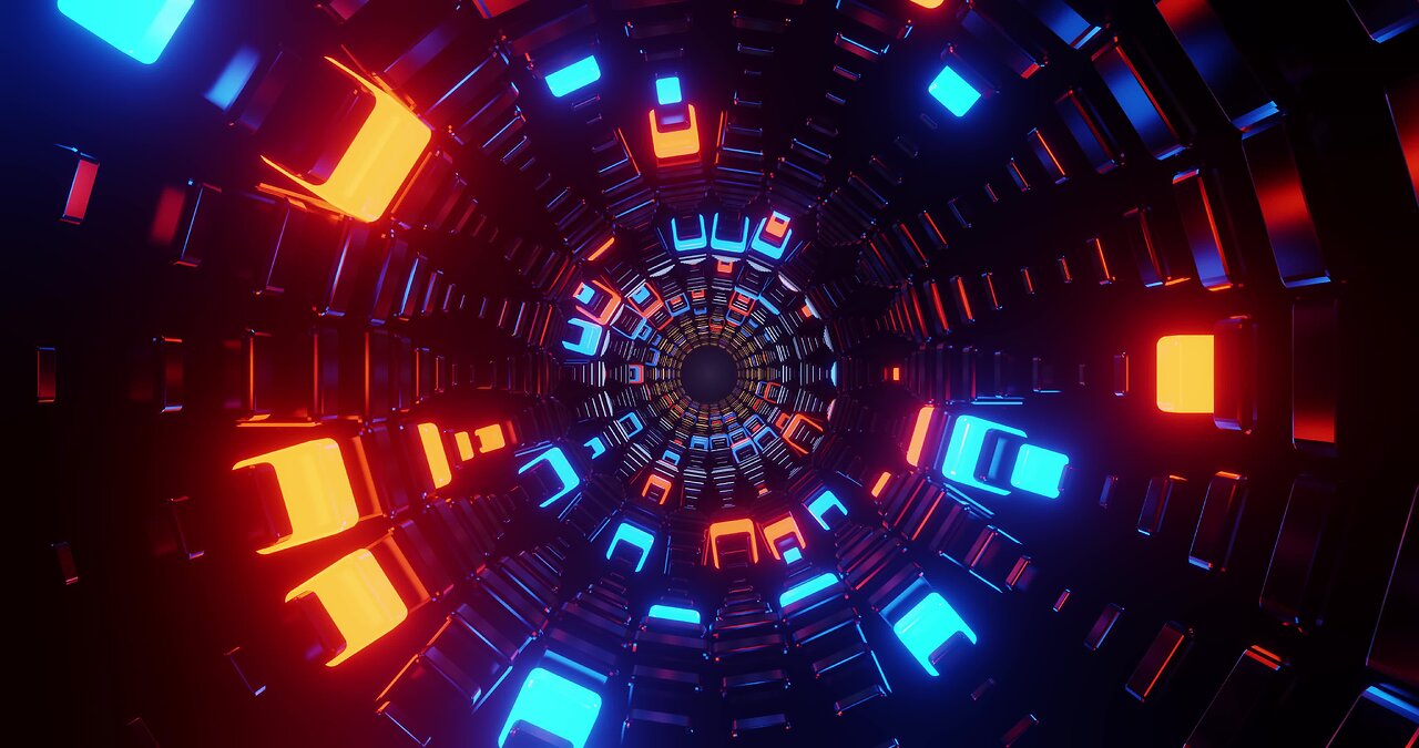 👍background video for tiktok 4k [ VJ LOOP NEON tunnel blue orange free]