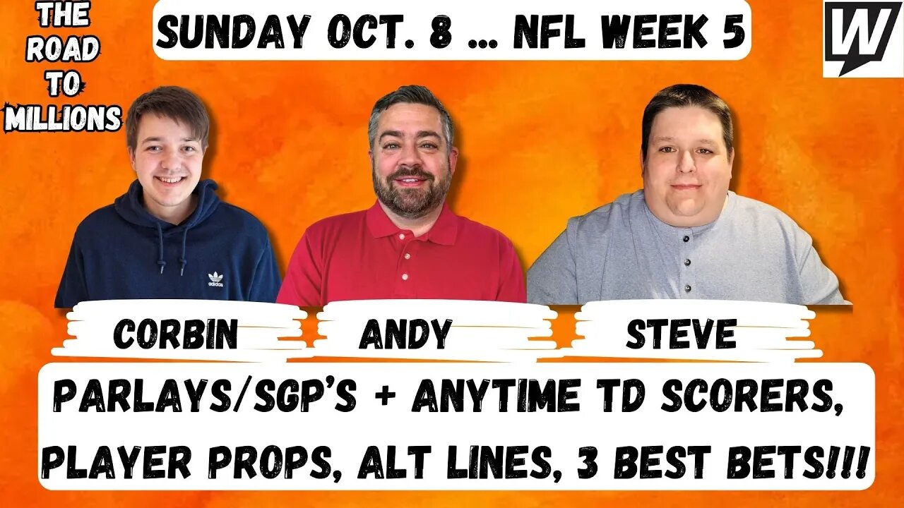 NFL Week 5 Best Bets+Parlays, Anytime TD Scorers, Alt Lines, Player Props Lines and Predictions