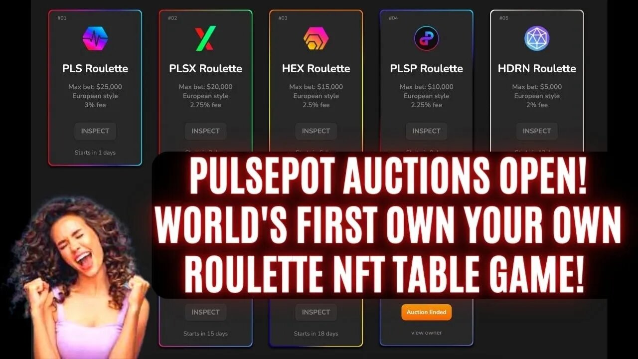 PulsePot Auctions Open! World's First Own Your Own Roulette NFT Table Game!