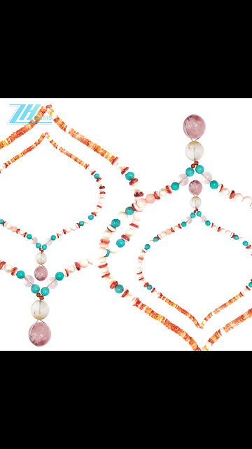 Natural turquoise spiny oyster pearl Princes purple Prehnite yellow Ghost phantom03