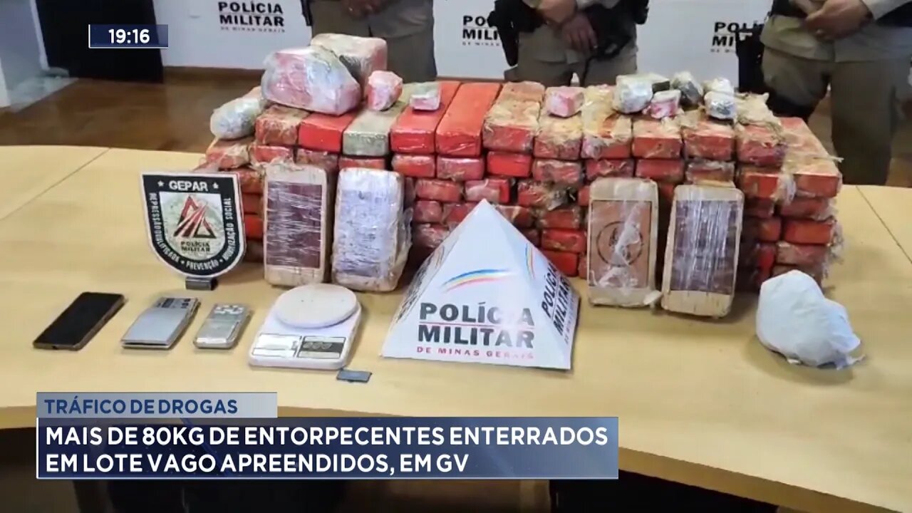 Tráfico de Drogas: Mais de 80 Kg de Entorpecentes Enterrados em Lote Vago Apreendidos, em GV.