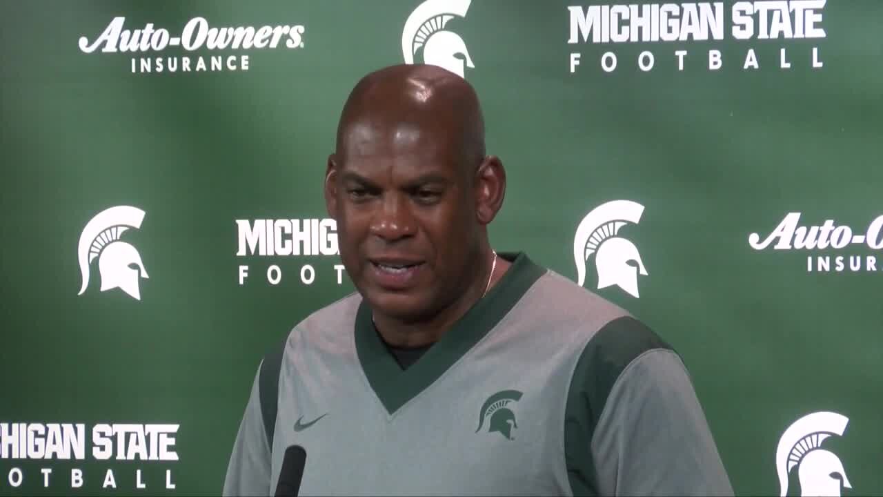 MSU Head Coach Mel Tucker reacts after win over Michigan