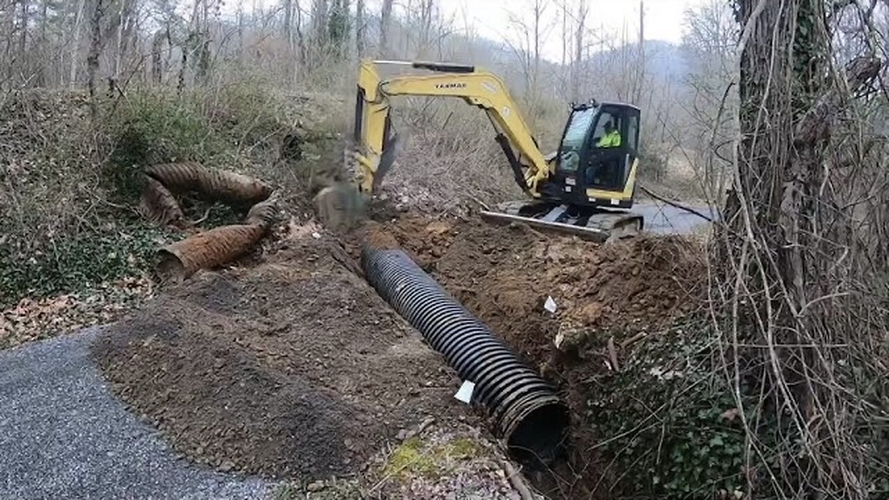 Installing BIG Culvert Pipes In A Creek-2020