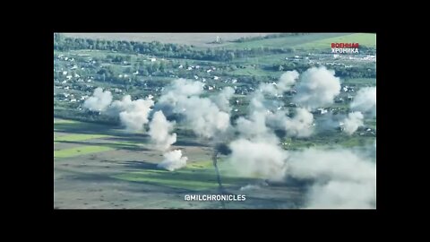 Russian TOS-1A Thermobaric Rockets & Artillery Hammering Ukrainian Positions In Novomikhailovka