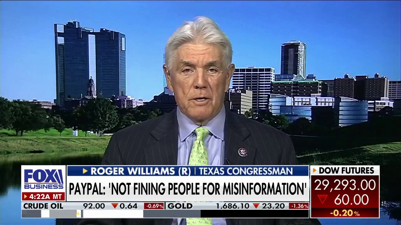 Rep. Roger Williams: 'Pretty unbelievable' PayPal trying to 'squelch conservative voices'