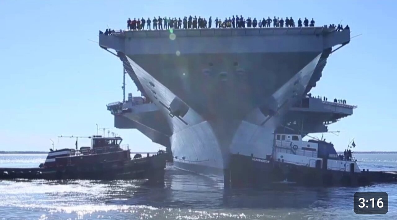 USS Gerald R. Ford (CVN 78) departs the shipyard.