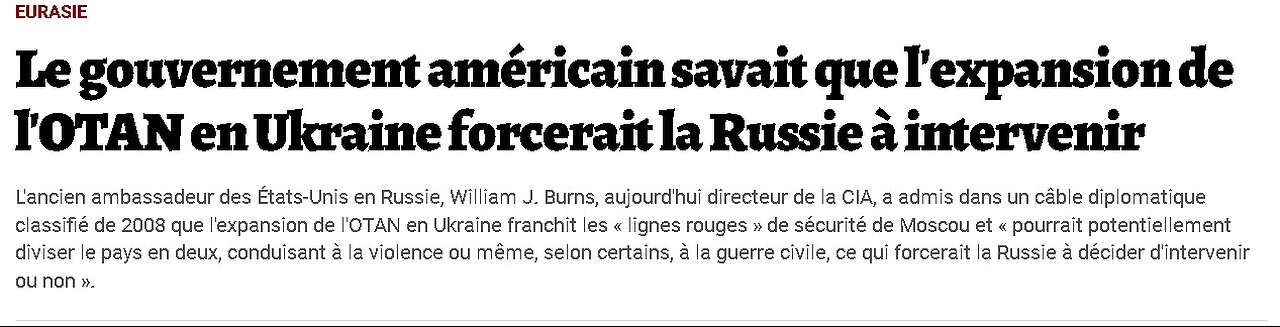 Les Etats-Unis savaient que leur influence en Ukraine allait forcer la Russie à intervenir !