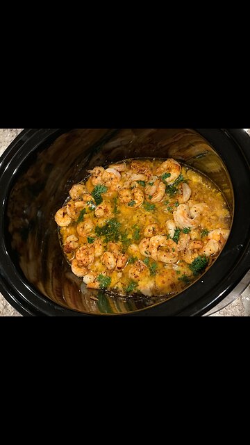Easy Shrimp Scampi Crockpot/slow cooker/carnivore/keto/low carb dinner ￼