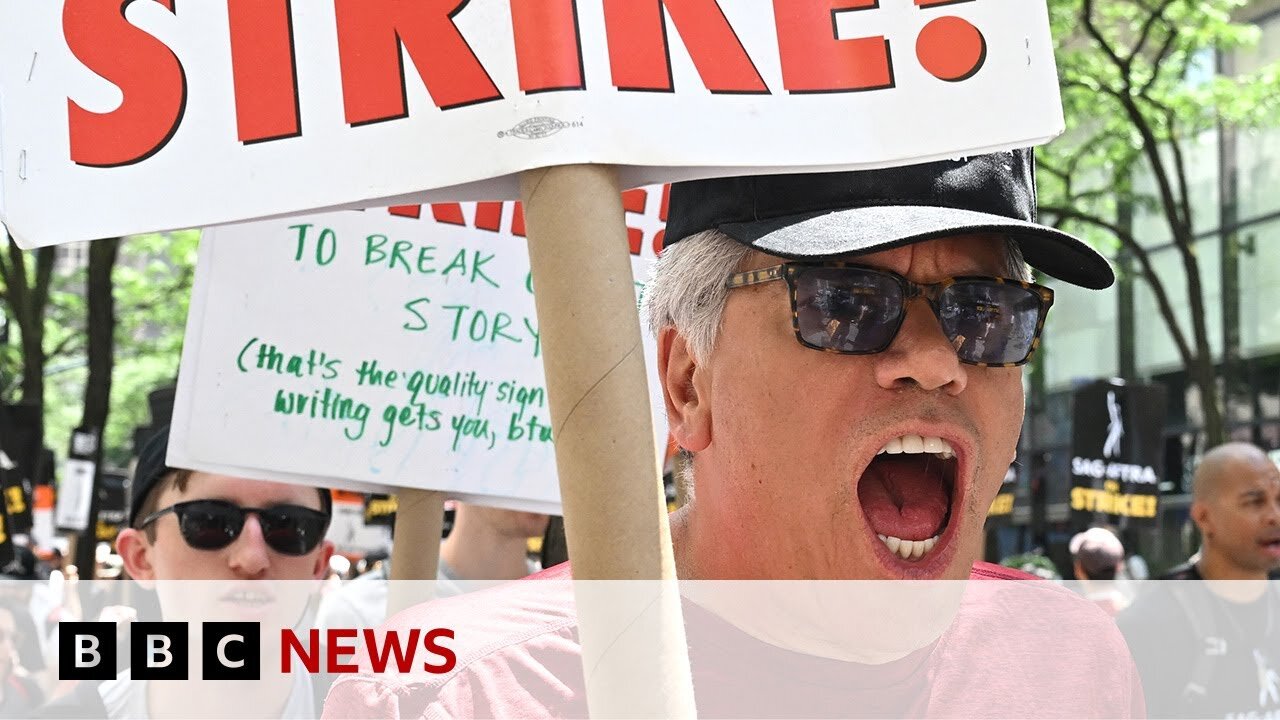 SAG strike: Stars join picket line in massive Hollywood protest - BBC News